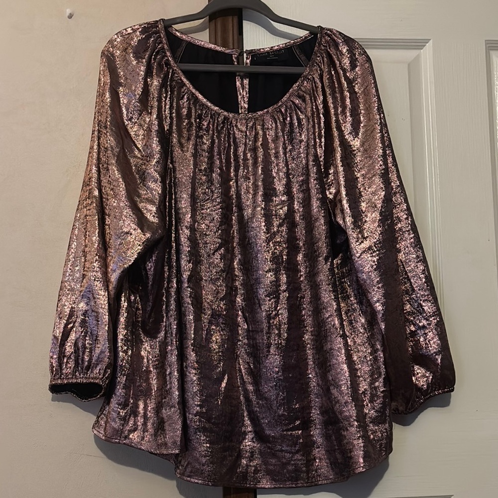 Lane Bryant Plus Size Rose Gold Metallic Pink Women's Top Shirt New 18/20